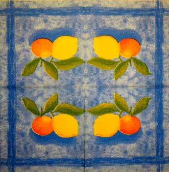 091 Zitronen, Orangen - 3 lagig (blau) - F.Chandy